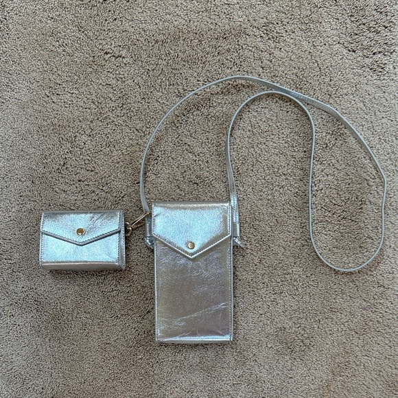 J. Crew Handbags - J. Crew Silver Crossbody Bag Set